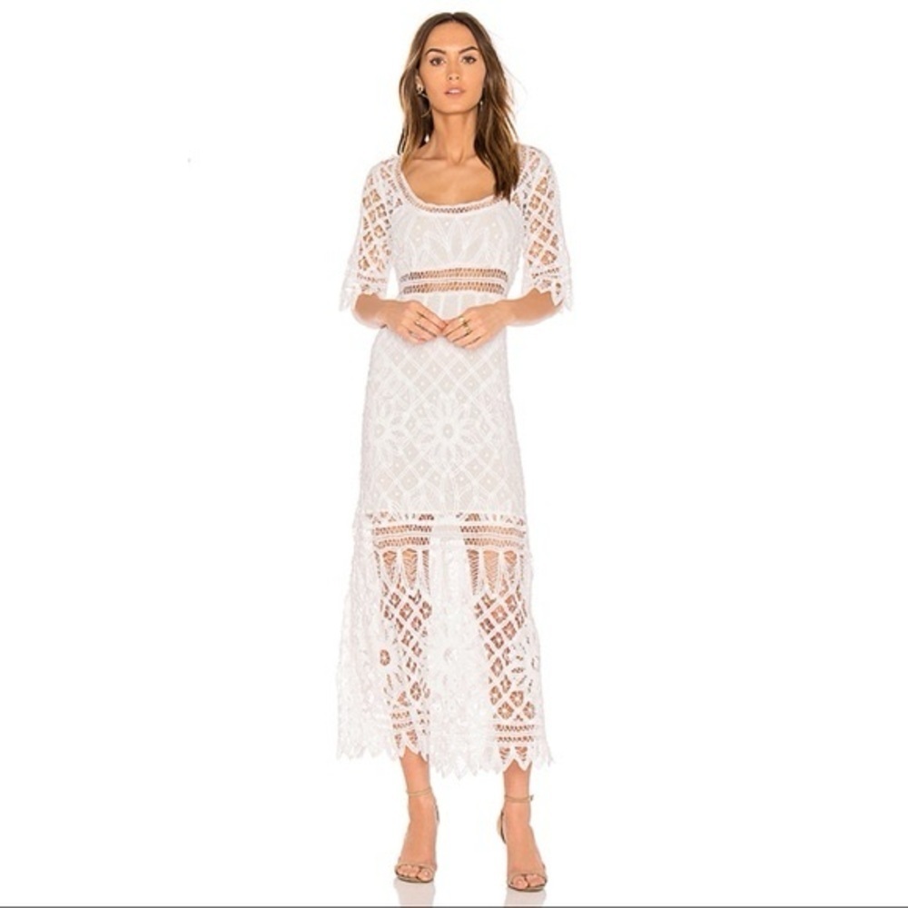 LoveShackFancy Tessa Crochet Lace Maxi Dress 100% Cotton Size Small